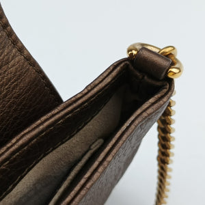 Pre-owned Gucci 1973 Double G Golden Leather 251821 shoulderbag | stylenewstar