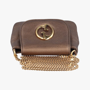 Pre-owned Gucci 1973 Double G Golden Leather 251821 shoulderbag | stylenewstar