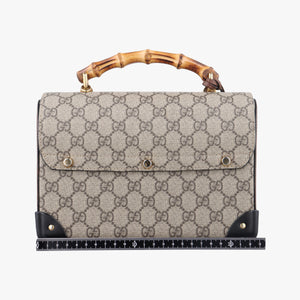 Pre-owned Gucci GG Supreme Bamboo Padlock Beige×Black×Brown PVC coated canvas×leather 603221 shoulderbag | stylenewstar