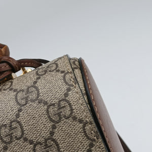 Pre-owned Gucci GG Supreme Bamboo Padlock Beige×Black×Brown PVC coated canvas×leather 603221 shoulderbag | stylenewstar
