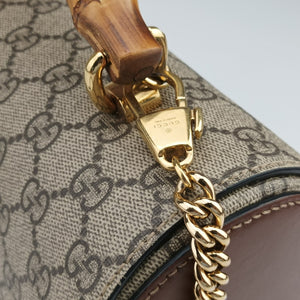 Pre-owned Gucci GG Supreme Bamboo Padlock Beige×Black×Brown PVC coated canvas×leather 603221 shoulderbag | stylenewstar