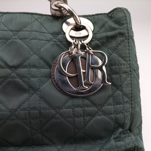 Secondhand Christian Dior Lady Dior Green Nylon×Patent handbag | stylenewstar