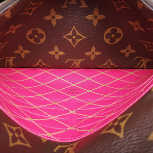 Pre-owned Louis Vuitton Pochette Weekend brown×Fuchsia Pink Monogram Canvas M62456 shoulderbag | stylenewstar