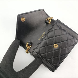 Pre-owned Yves Saint Laurent Gaby Micro Black Leather 685212 shoulderbag | stylenewstar