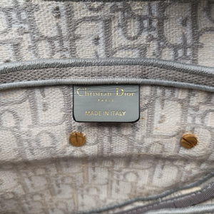 Pre-owned Christian Dior Saddle Grey Jacquard handbag | stylenewstar