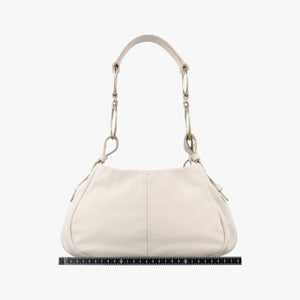 Pre-owned Yves Saint Laurent Saharienne White Leather 139268 shoulderbag | stylenewstar