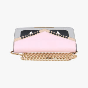 Pre-owned Fendi Monster Eyes Tube PinkxGray Leather 8M0346 shoulderbag | stylenewstar