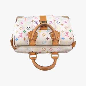 Pre-owned Louis Vuitton Speedy 30 white Monogram Multicolor M92643 handbag | stylenewstar