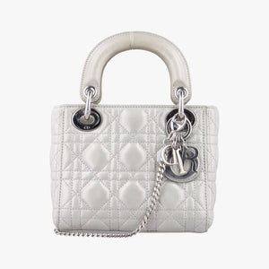 Vintage Christian Dior Lady Dior Silver Leather handbag | stylenewstar
