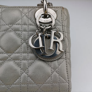 Vintage Christian Dior Lady Dior Silver Leather handbag | stylenewstar