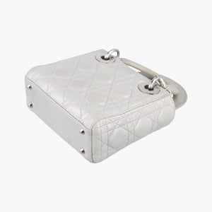 Vintage Christian Dior Lady Dior Silver Leather handbag | stylenewstar
