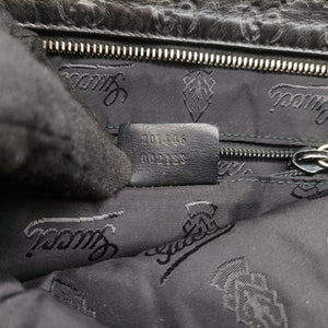 Pre-owned Gucci Guccissima messenger Black Leather 201446 shoulderbag | stylenewstar