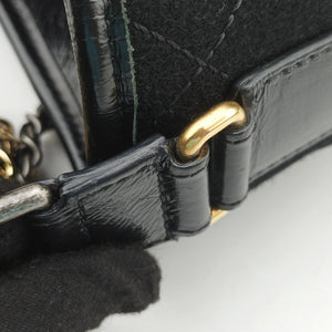 Vintage Chanel GABRIELLE print Black Suede ×Leather shoulderbag | stylenewstar