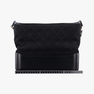 Vintage Chanel GABRIELLE print Black Suede ×Leather shoulderbag | stylenewstar