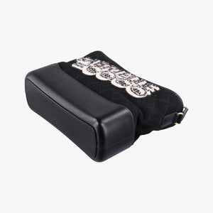 Vintage Chanel GABRIELLE print Black Suede ×Leather shoulderbag | stylenewstar