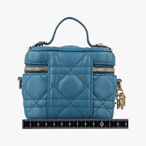 Secondhand Christian Dior Lady Dior micro vanity Blue lambskin shoulderbag | stylenewstar
