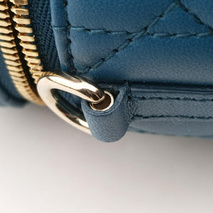 Secondhand Christian Dior Lady Dior micro vanity Blue lambskin shoulderbag | stylenewstar