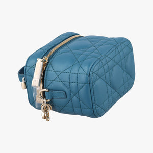 Secondhand Christian Dior Lady Dior micro vanity Blue lambskin shoulderbag | stylenewstar