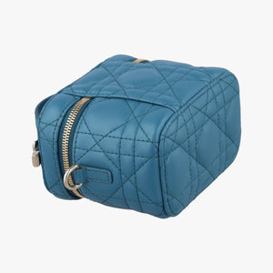 Secondhand Christian Dior Lady Dior micro vanity Blue lambskin shoulderbag | stylenewstar