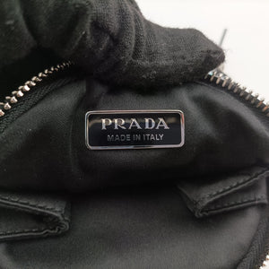 Pre-owned Prada crystal-embellished round Black Rhinestone 1NR003 shoulderbag | stylenewstar