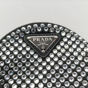 Pre-owned Prada crystal-embellished round Black Rhinestone 1NR003 shoulderbag | stylenewstar