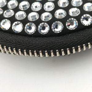 Pre-owned Prada crystal-embellished round Black Rhinestone 1NR003 shoulderbag | stylenewstar