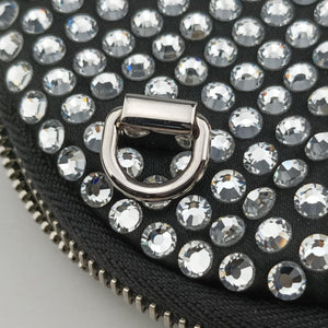 Pre-owned Prada crystal-embellished round Black Rhinestone 1NR003 shoulderbag | stylenewstar