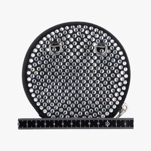 Pre-owned Prada crystal-embellished round Black Rhinestone 1NR003 shoulderbag | stylenewstar