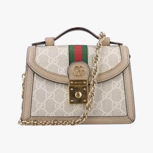 Pre-owned Gucci Ophidia GG Mini Beige × Ebony PVC coated canvas× Leather 696180 shoulderbag | stylenewstar