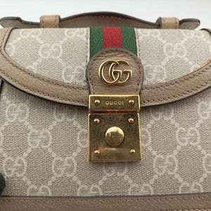 Pre-owned Gucci Ophidia GG Mini Beige × Ebony PVC coated canvas× Leather 696180 shoulderbag | stylenewstar
