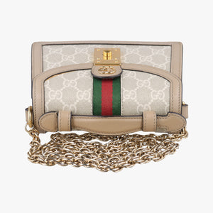 Pre-owned Gucci Ophidia GG Mini Beige × Ebony PVC coated canvas× Leather 696180 shoulderbag | stylenewstar