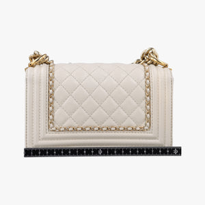 Pre-owned Chanel BOY CHANEL White Leather A67085 shoulderbag | stylenewstar