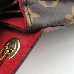 Pre-owned Louis Vuitton Pallas Chain Brown x Cerise Monogram canvas x leather M41201 shoulderbag | stylenewstar