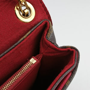 Pre-owned Louis Vuitton Pallas Chain Brown x Cerise Monogram canvas x leather M41201 shoulderbag | stylenewstar