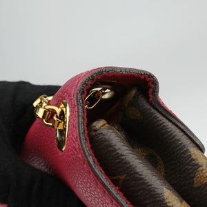 Pre-owned Louis Vuitton Pallas Chain Brown x Cerise Monogram canvas x leather M41201 shoulderbag | stylenewstar