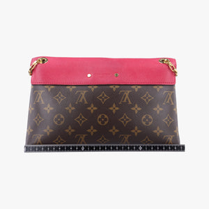 Pre-owned Louis Vuitton Pallas Chain Brown x Cerise Monogram canvas x leather M41201 shoulderbag | stylenewstar