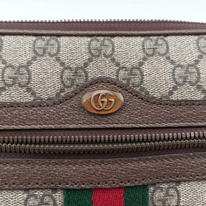 Pre-owned Gucci Ophidia Beige x Brown PVC coated canvas x Leather 575722 bum bag/waist bag | stylenewstar