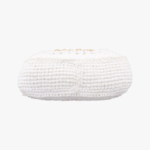 Pre-owned Miu Miu Wonder Crochet Hobo White Raffia×Leather 5BC125 handbag | stylenewstar