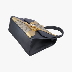 Pre-owned Gucci Osiride GG Supreme beige×Black×Golden PVC coated canvas×leather 497996 shoulderbag | stylenewstar