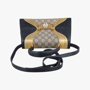 Pre-owned Gucci Osiride GG Supreme beige×Black×Golden PVC coated canvas×leather 497996 shoulderbag | stylenewstar