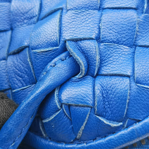 Vintage Bottega Veneta NODINI Intrecciato Blue lambskin shoulderbag | stylenewstar