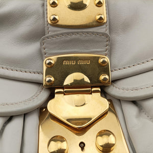 Pre-owned Miu Miu Coffer Matelasse Grey Leather shoulderbag | stylenewstar