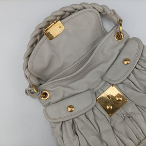 Pre-owned Miu Miu Coffer Matelasse Grey Leather shoulderbag | stylenewstar