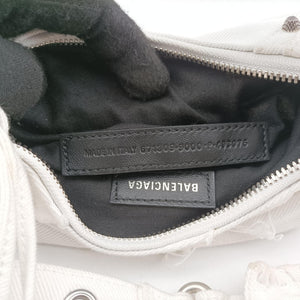 Pre-owned Balenciaga Le Cagole White Denim shoulderbag | stylenewstar