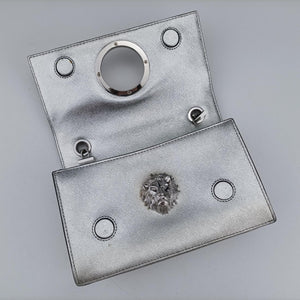 Pre-owned VERSUS Lion Head Silver Saffiano Leather shoulderbag | stylenewstar