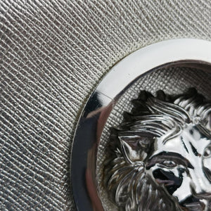 Pre-owned VERSUS Lion Head Silver Saffiano Leather shoulderbag | stylenewstar