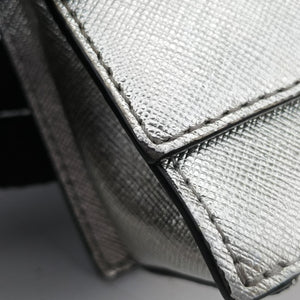 Pre-owned VERSUS Lion Head Silver Saffiano Leather shoulderbag | stylenewstar