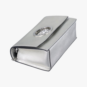 Pre-owned VERSUS Lion Head Silver Saffiano Leather shoulderbag | stylenewstar