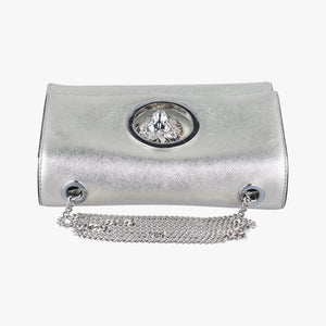 Pre-owned VERSUS Lion Head Silver Saffiano Leather shoulderbag | stylenewstar