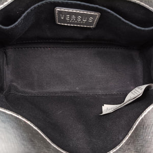 Pre-owned VERSUS Lion Head Silver Saffiano Leather shoulderbag | stylenewstar